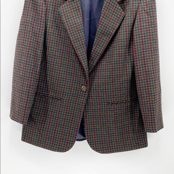 Vintage sag harbor boxy blazer wool oversized micro plaid academia size 10 - Picture 4 of 8